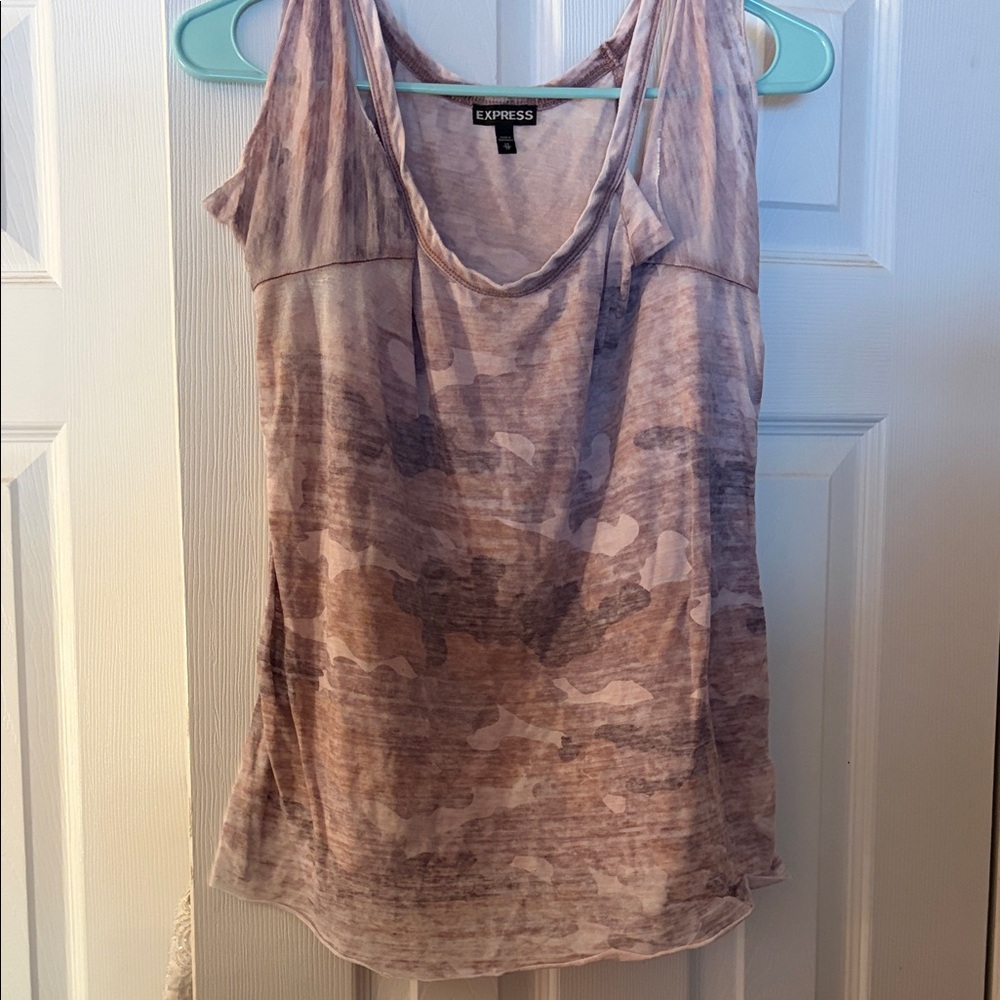 Express Women's Pink Camo Off Shoulder Top